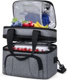 Merkloos Geïsoleerde Koeltas 12L - Dubbellaagse Lunchtas voor Heren & Dames - 12 Uur Koelbehoud - Lekvrij - Waterdicht - 600D Oxford Materiaal - Picknicktas - Grijs