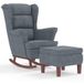 Fauteuil Relax Fauteuil À Bascule À Oreilles En Velours Gris Foncé Bois Massif