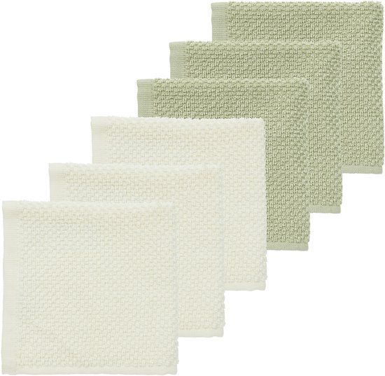 Meyco Baby Popcorn Monddoekjes - 6 Stuks - 30 x 30 cm - Naturel/Soft Olive
