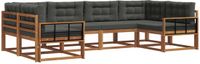 vidaXL Acacia Hout Bank Loungeset 6-Persoons Natuurlijk en Antraciet