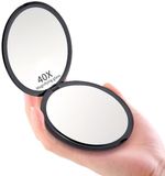 NCD E-Commerce Handel GmbH Miroir de maquillage compact et pliable, rond, pour le voyage, grossissement 10x, miroir de poche portable, miroir de retouche maquillage (Noir)