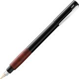 LAMY accent zwart hoogglanzende vulpen 098 met verwisselbaar gripstuk van bruyèrehout en stalen penpunt in penpuntbreedte afgeschuind medium, inclusief blauwe inktpatroon LAMY T 10