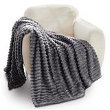 GC GAVNO CAVAILIA Fleece plaid | zachte pluizige plaids voor banken, bed, bank, extra warme grote deken | onderhoudsarm, anti-allergisch | Dubbel 150 x 200 cm | Houtskool