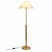 Merkloos Relaxdays Vloerlamp, in hoogte verstelbaar, stoffen kap, E27, HxØ: 110-170 x 48 cm, staande lamp, ijzer, linnen, wit/messing