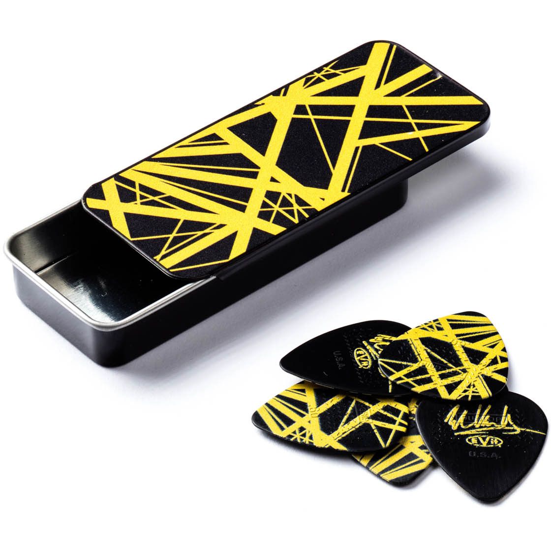 Dunlop EVHPT04 EVH Pick Tin Yellow Stripes