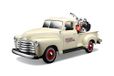 Tobar Maisto Harley Davidson/Chevrolet 3100 pick-up met FLSTS Heritage Springer motorfiets gegoten voertuig, zwart