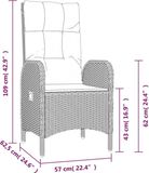 vidaXL 7-delige Tuinset met kussens poly rattan grijs