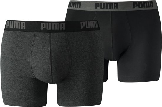 PUMA Boxershort Heren BASIC BOXER 2P - Dark Grey Melange / Black