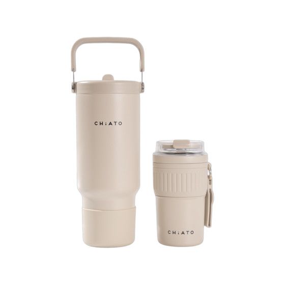 CHiATO Home hot & fresh SIP Oat Cream geïsoleerde reisbeker en tumbler set – Crème
