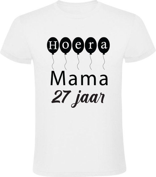 Sol's Hoera mama 27 jaar Dames T-shirt - 5XL - Wit - Katoen