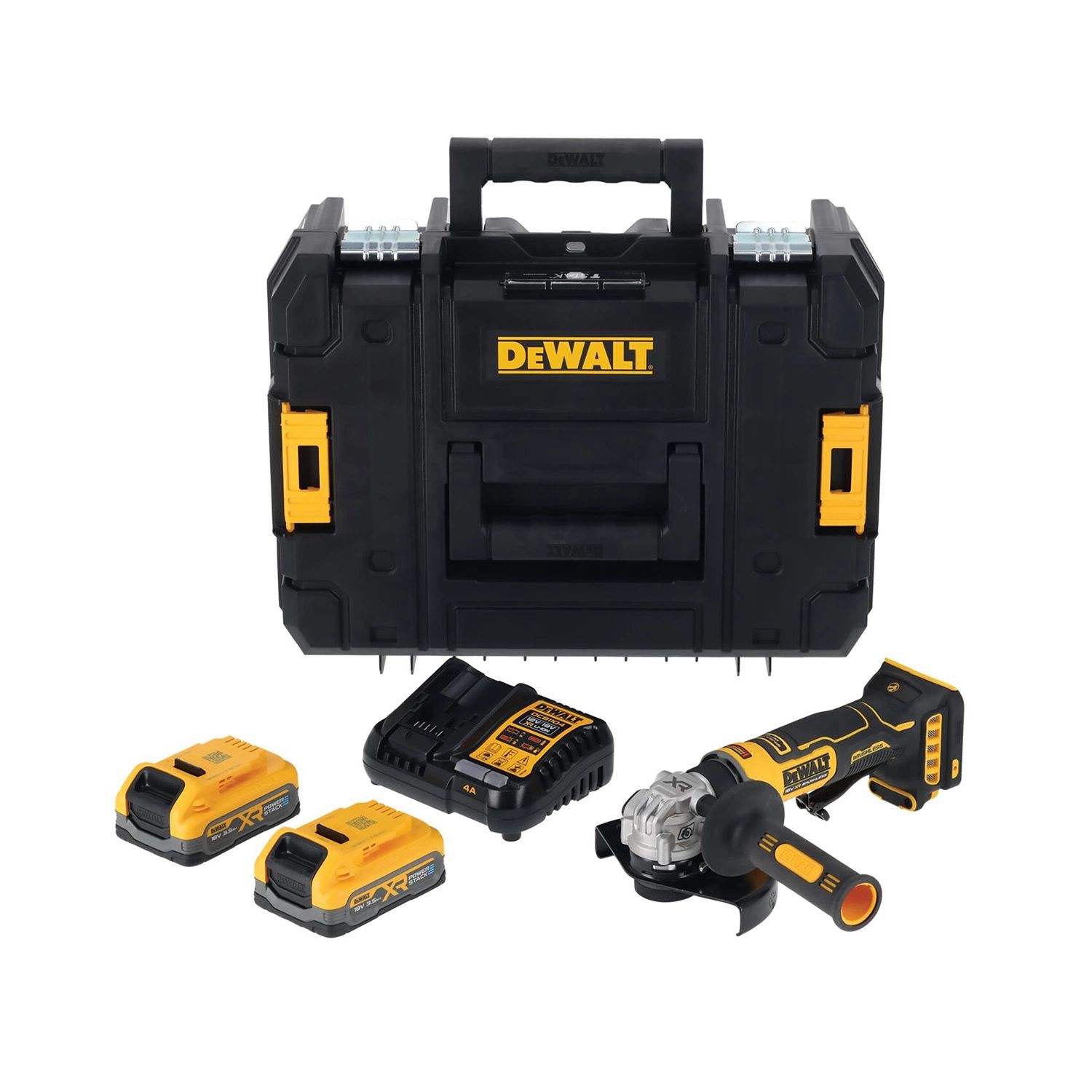 DeWalt DCG404S2T-QW Accu Haakse Slijper | 125 mm | 18V XR | POWERSTACK 3.5Ah | Met accu's en lader in TSTAK