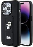 Karl Lagerfeld Gripstand Saffiano - Etui - iPhone 15 Pro Max - Zwart