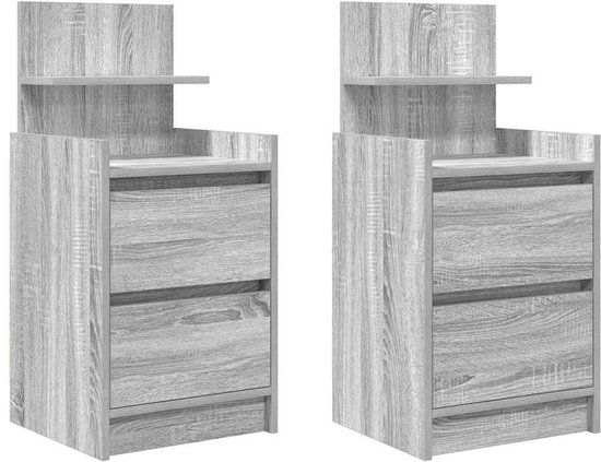 vidaXL Nachtkastjes met 2 lades 2 st 38x34x80 cm grijs sonoma