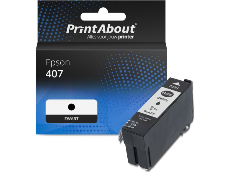 PrintAbout Inktcartridge 407 (C13T07U1400) Zwart geschikt voor Epson