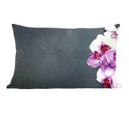 PillowMonkey Sierkussen - 60x40 cm - Orchidee - Roze - Katoen - Gebloemd