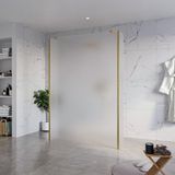 FortiFura Galeria Vrijstaande Inloopdouche - 140x200cm - Mat glas - Antikalk - 8mm veiligheidsglas - Geborsteld messing (goud)