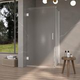Fortifura Galeria Douchecabine - 140x90x200cm - scharnieren - deurgreep - vlak - gesatineerd veiligheidsglas - mat wit