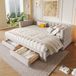 Canapé-lit extensible 90/180x200 cm velours beige, canapé convertible avec 2 tiroirs - canapé-lit capitonné - sommier inclus