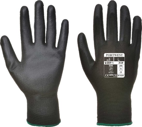 Portwest Palm handschoen PU Zwart - Maat S 5 paar