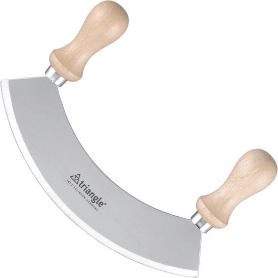 Triangle Wiegemes 17,5cm – Scherp & Stijlvol – RVS met Beukenhouten Heft