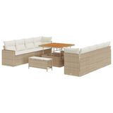 vidaXL Tuinbank Set 10-zits Beige Polyrattan