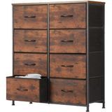 Sweetcrispy Commode met stoffen laden, sideboard met 8 stoffen laden, ladekast, organisatiemeubel voor keuken, kantoor, hal, tv-kast met laden, rustiek bruin
