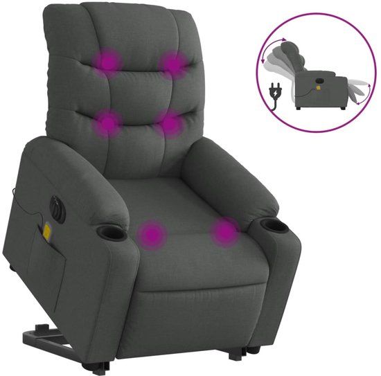 vidaXL Sta-op-massagestoel elektrisch verstelbaar stof donkergrijs
