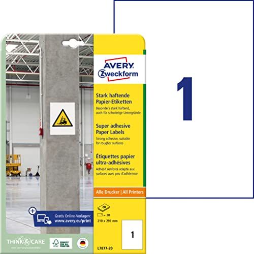 AVERY Zweckform L7877-20 - Etiketten - A4 - 20 stuks - Wit