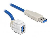 Delock USB-A haaks (110° boven) Keystone module - USB-A (m) | USB3.0 5 Gbps | wit | 0,50 meter