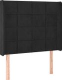 vidaXL Hoofdbord met randen 103x16x118/128 cm fluweel zwart