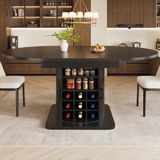 MODFU Eettafel - Uitschuifbaar Met Opbergruimte - Modern - MDF Metaal - Zwart - 118-158 Cm