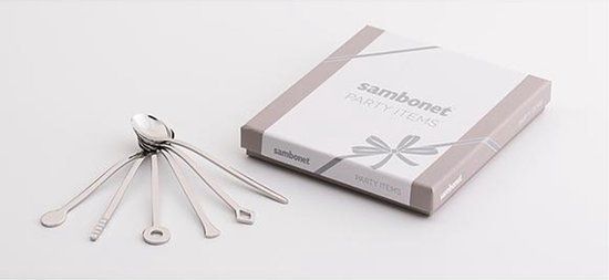 Sambonet Geometric Caffee Spoon Set - 6 Pieces - Stainless Steel - Dishwasher Safe