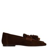 Manfield suède loafers met franjes - donkerbruin