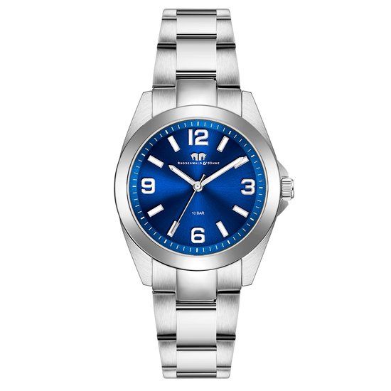Rhodenwald & Söhne Majestia Dameshorloge - Zilverkleurig - Blauw - Staal - 38 mm