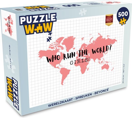 MuchoWow Puzzel Wereldkaart - Spreuken - Beyoncé - Legpuzzel - Puzzel 500 stukjes