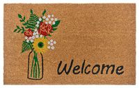 Hanse Home Kokos deurmat voor binnen, 45 x 75 cm, deurmat, kokosmat, vuilvangmat, bloemen, welkom-design, antislip, voor entree en overdekte buiten, naturel