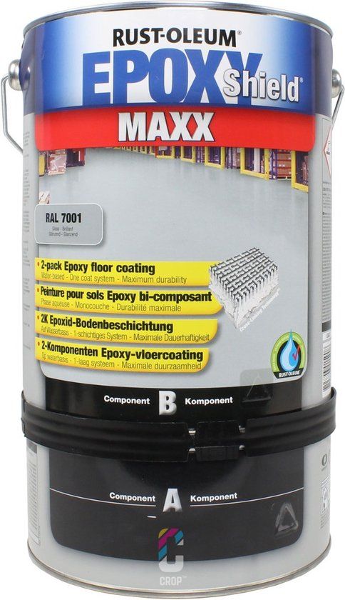 Rust-Oleum EPOXYSHIELD MAXX 2K Epoxy Vloercoating - Staal grijs RAL7001 - 5 liter