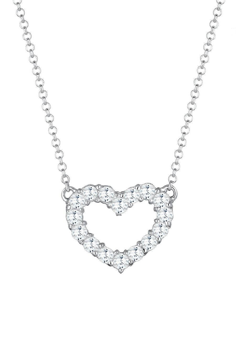 Elli Halsketting dames hart met zirkonia kristallen in 925 sterling zilver