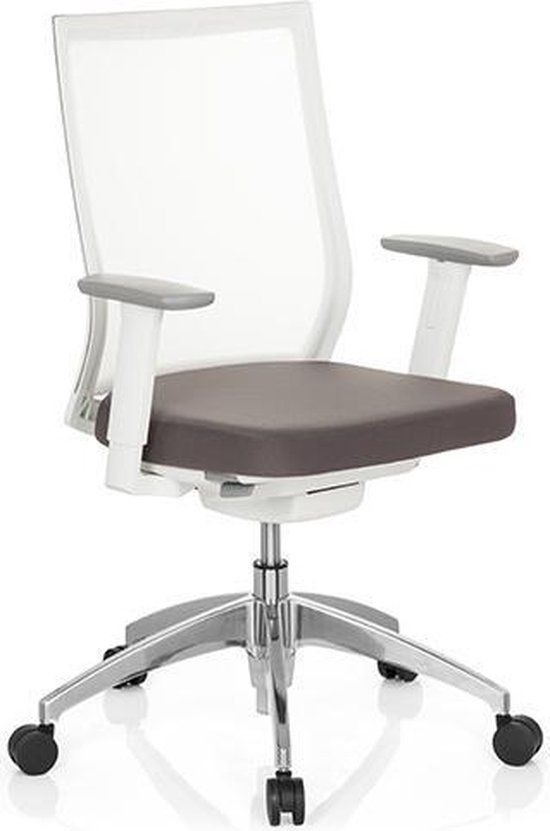 Bureaustoel - Met Armleuning - Stof - Grijs/Wit - Aspen White