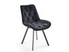 Chaise design acier et velours de polyester noir capitonné
