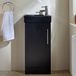 Hudson Reed Cluo Meuble de WC - 40cm - Gris Noir - Avec Lavabo Noir - Poignée Barre en T Chrome