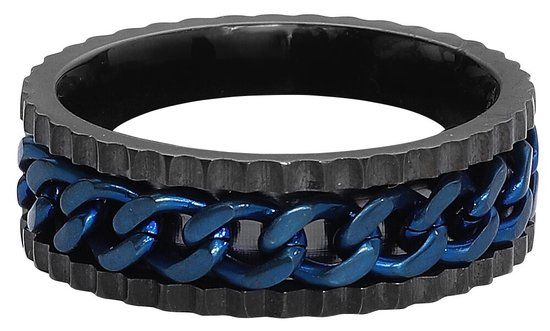 etNox Chain Heren Ring - zwart/blauw - M