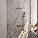 Brauer Brushed Edition Thermostatische Regendoucheset Inbouw - Hoofddouche 30 cm - Rechte Wandarm - Met Drukknoppen - Handdouche 3 Standen - Doucheslang - Geintegreerde Glijstang - Rvs