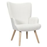 HOME DECO FACTORY, HD0487, Fauteuil de Salon Bouclette Rhea, Confort Optimal, Style Élégant, Facilité d'Entretien, Polyvalent, Robuste - Maat 68x96x75 cm, Kleur Wit