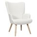 HOME DECO FACTORY, HD0487, Fauteuil de Salon Bouclette Rhea, Confort Optimal, Style Élégant, Facilité d'Entretien, Polyvalent, Robuste - Maat 68x96x75 cm, Kleur Wit