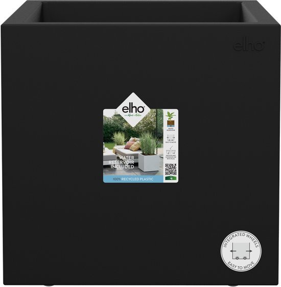 elho Vivo Next Vierkant 40 - Plantenbak voor Binnen & buiten - Ø 39 x H 37 - Zwart/Living Black