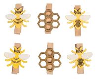 Rayher Houten klemmen bijen, kleurrijk, 2,5x3,5cm, SB-Btl. 6 stuks, 46645999