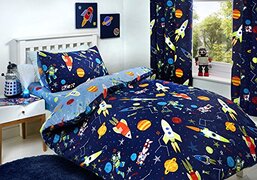 Bedlam Supersonic dekbedovertrekset, licht op in het donker, 52% polyester, 48% katoen, blauw, dekbedovertrek set: Single