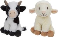 Nature Planet Aps Pluche boerderijdieren knuffels Koe en Schaap van 23 cm