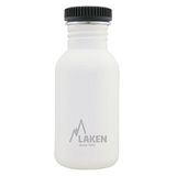 Laken Basic Steel roestvrijstalen fles voor kinderen en volwassenen, 0,5 l, met schroefsluiting, wit